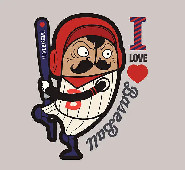 Vector illustration of Baseball t-shirt graphics, Old pople player