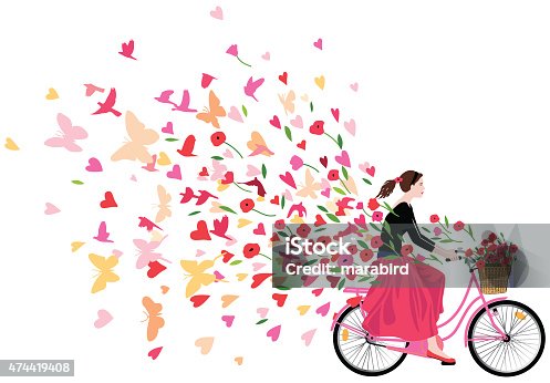 istock Girl riding bicycle spreading love joy and freedom 474419408