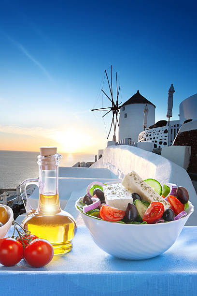 istock Greek salad in Santorini island, Greece 474419580