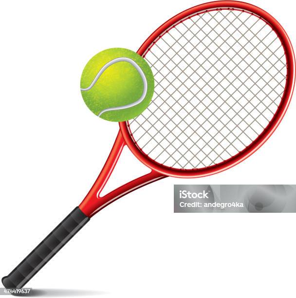 Tennis Racket And Ball Vector Illustration Stock Illustration - Download Image Now - Adult, Backhand Stroke, Blue