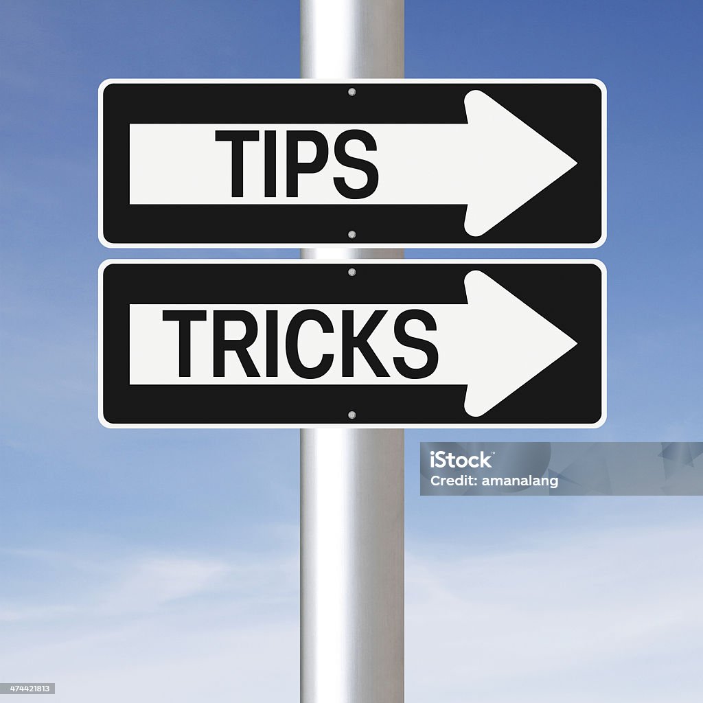 Tips And Tricks Modified one way signs indicating Tips and Tricks Advice Stock Photo