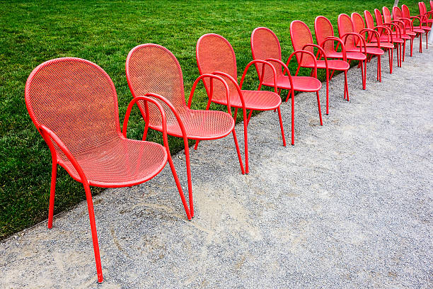 seats with nobody near green grass