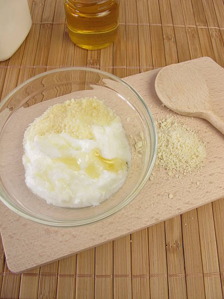 istock Face peeling with yogurt, honey and ground almonds 474424101