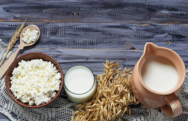 istock Dairy products: milk, cottage cheese, sour cream 474427362