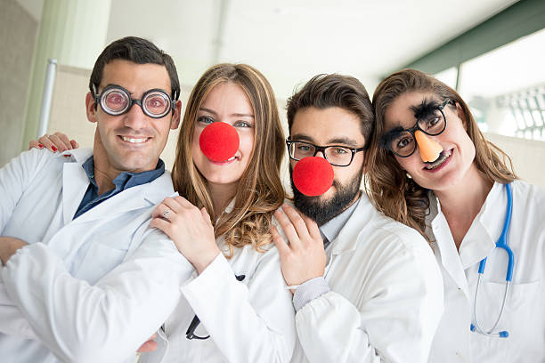 Funny clown doctors pediatricians Funny clown doctors pediatricians groucho marx disguise stock pictures, royalty-free photos & images
