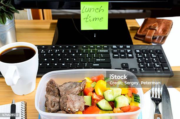 Eating At Workplace Stock Photo - Download Image Now - 2015, Arranging, Backgrounds