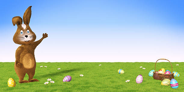 istock Easter bunny pointing at copy space in the air 474428843