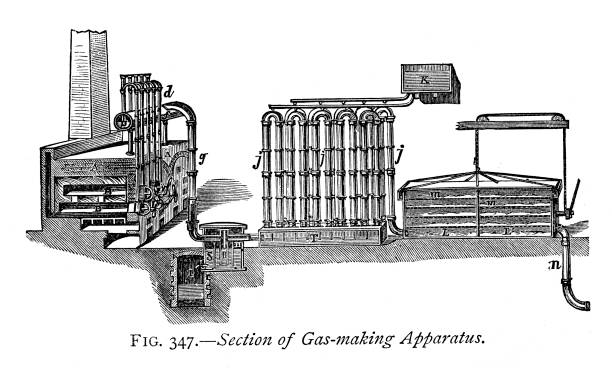 가스 제조 장치 - gas fired power station illustrations stock illustrations