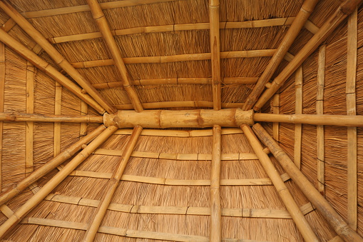 Detail structure of a bamboo hut roof