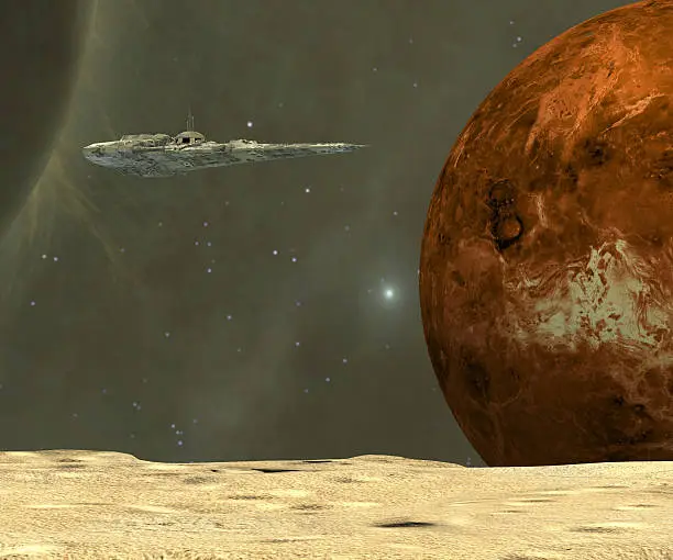 A star-ship visits one of asteroids near the planet of Mercury during a investigative voyage to the inner solar system.