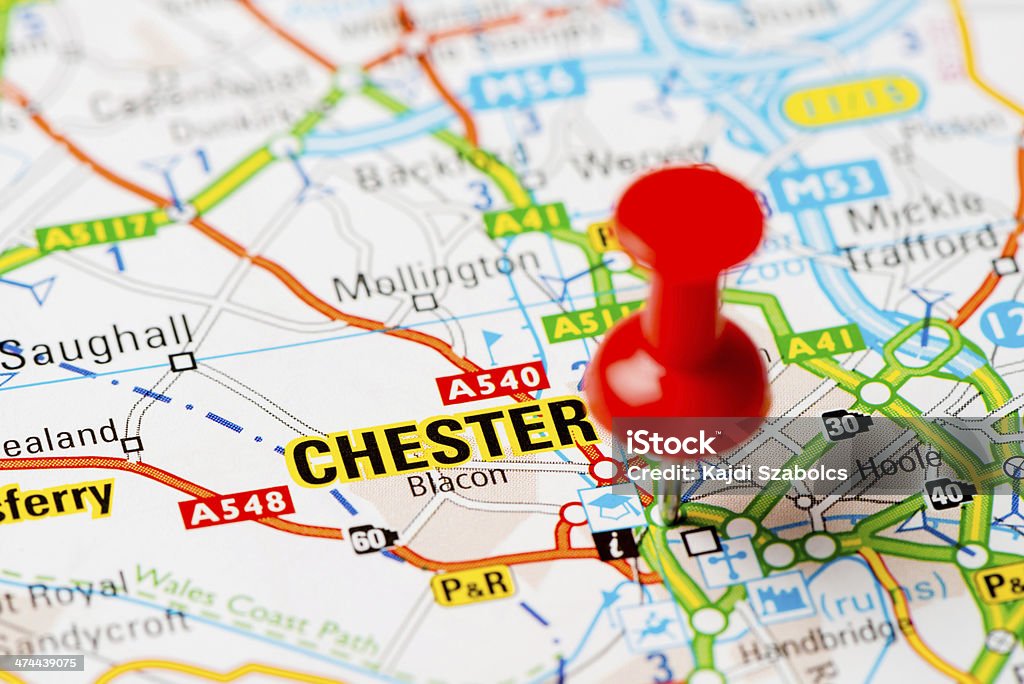 Reino Unido capitais no mapa series: Chester - Foto de stock de Mapa royalty-free