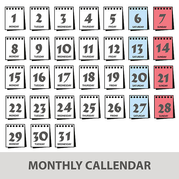 miesięczne kalendarze ścienne z dni ikony zestaw eps10 - 0 6 months stock illustrations