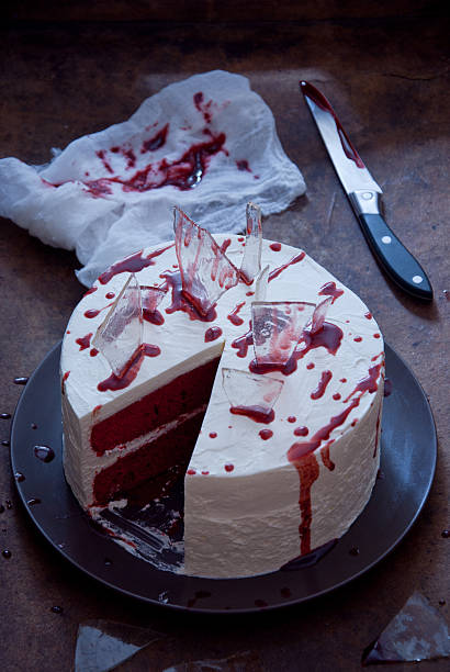 istock Red velvet cake decorated for Halloween 474440782