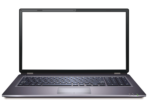 Detailed vector laptop isolated on white background.