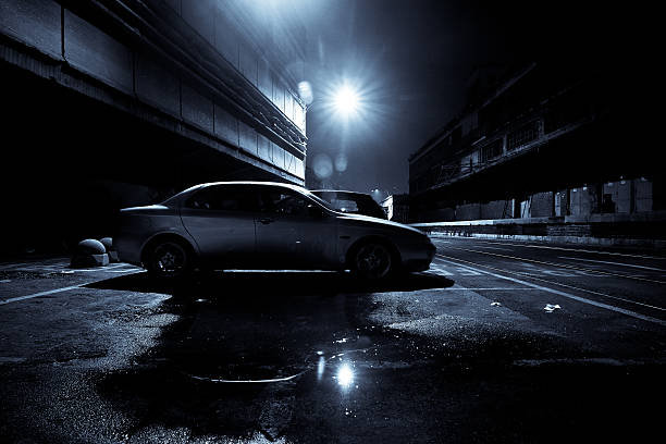 istock Dark Street at Night in Black and White 474441589