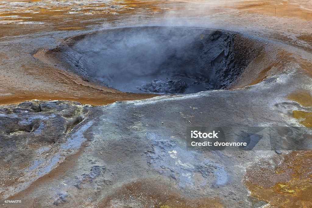 Hot Mud Pots in the Geothermal Area Hverir, Iceland Hot Mud Pots in the Geothermal Area Hverir, Iceland. Horizontal shot Blue Stock Photo