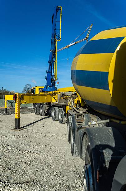 istock Concrete pump with concrete mixer 474448216