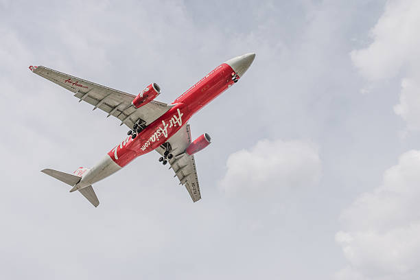 Airbus A330-343 of Thai AirAsia X landing to Don Mueang stock photo
