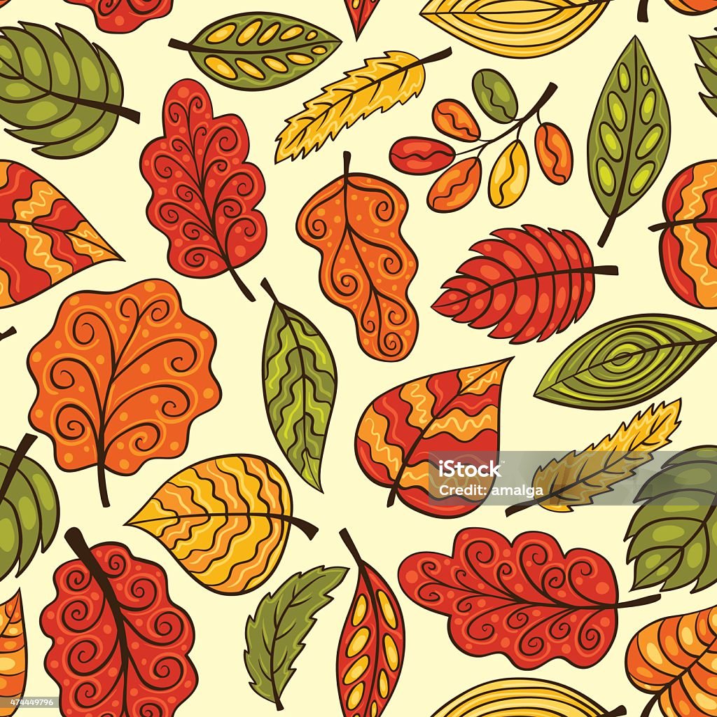 Beautiful hand-drawn seamless pattern with autumn leaves Beautiful hand-drawn seamless pattern with autumn leaves. Vector sketch background. 2015 stock vector