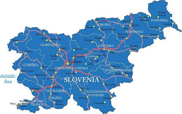 Slovenia map Detailed map of Slovenia. serbia and montenegro stock illustrations