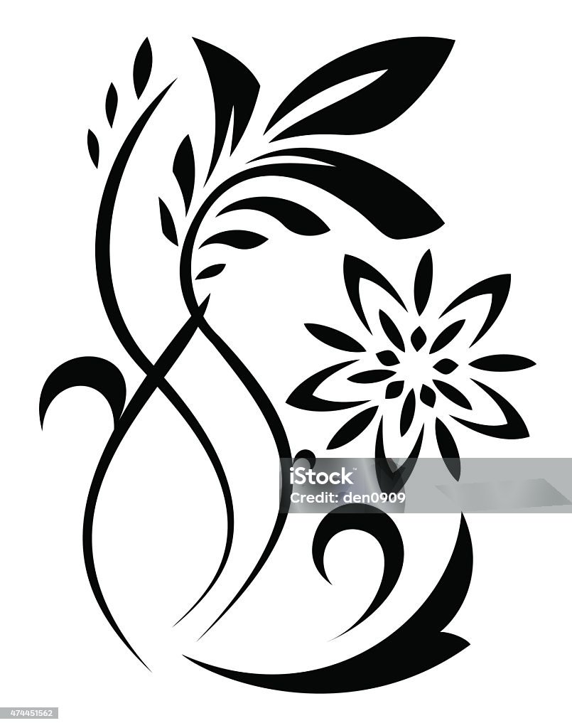 Abstract fantasy flowers illustration Illustration of the abstract fantasy flowers black silhouette on white background 2015 stock vector