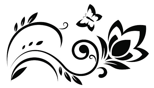 tło fantasy kwiaty ilustracja - butterfly single flower vector illustration and painting stock illustrations