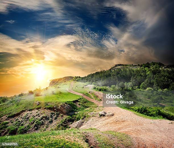 Fog Over Road In Mountains Stock Photo - Download Image Now - Blue, Cloud - Sky, Cloudscape