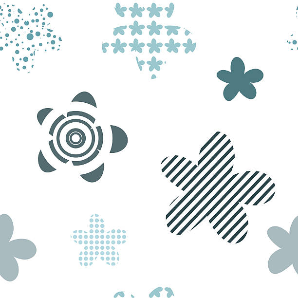Seamless pattern with textured flowers vector art illustration