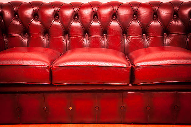 istock Red Old Vintage genuine leather Sofa Texture Background 474455795