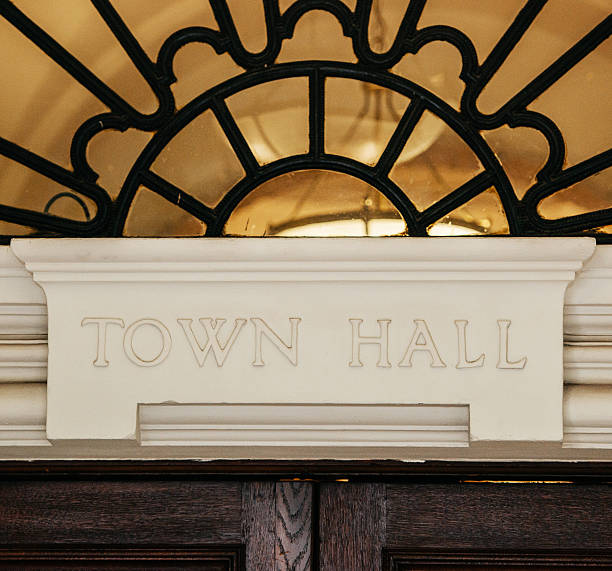 istock Town Hall sign above door 474456037