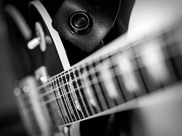 istock Electric guitar macro abstract black and white 474456439