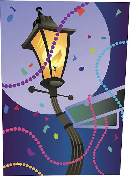 Vector illustration of Mardi Gras Streetlight