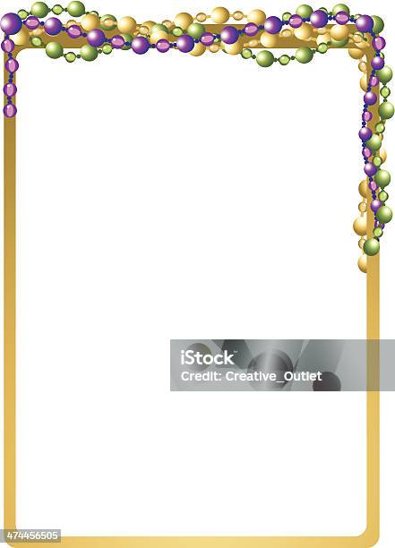 Mardi Gras Beads Frame Stock Illustration - Download Image Now - 2010, Copy Space, Cut Out
