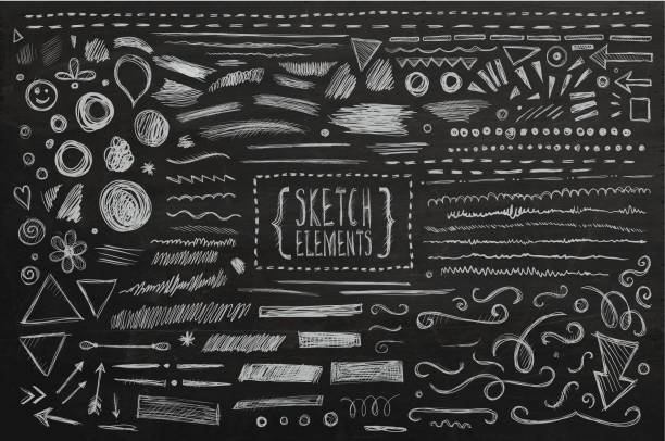 руки drawn sketch hand drawn elements - blackboard stock illustrations