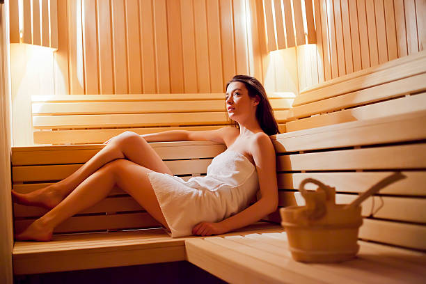 istock Girl in sauna 474457111