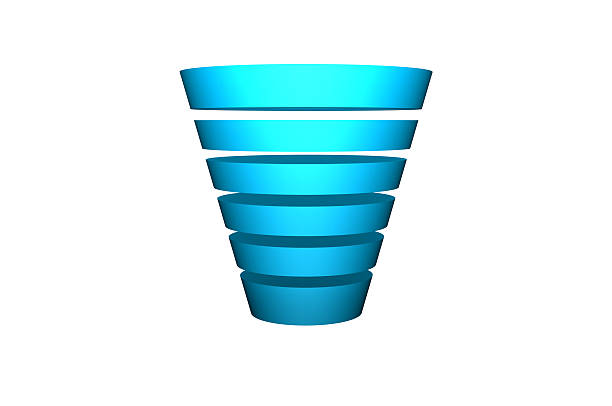 trichter diagramm-isoliert-statistiken illustration - conversion funnel stock-fotos und bilder