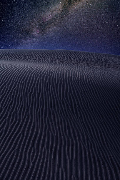 istock Desert dunes sand in milky way stars night sky 474458522