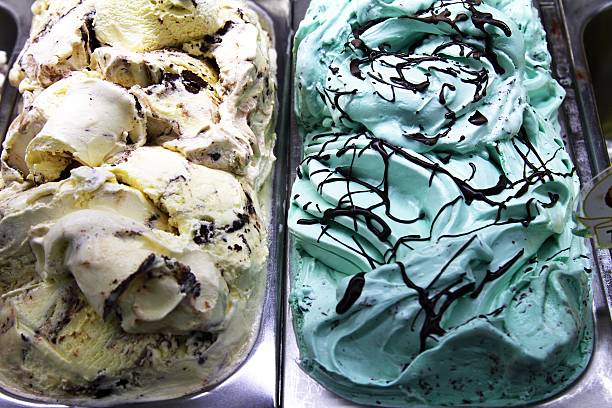 istock ice cream displayed in a cooler, ready to serve 474458740