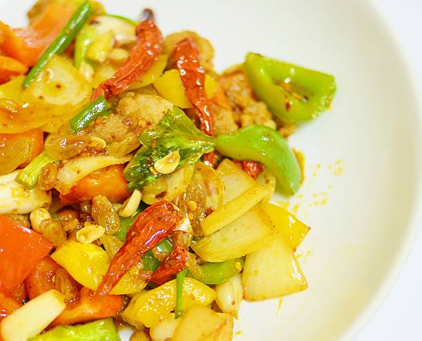 섞음 튀긴 닭, 너트 - thai cuisine thailand asian cuisine chinese cuisine 뉴스 사진 이미지