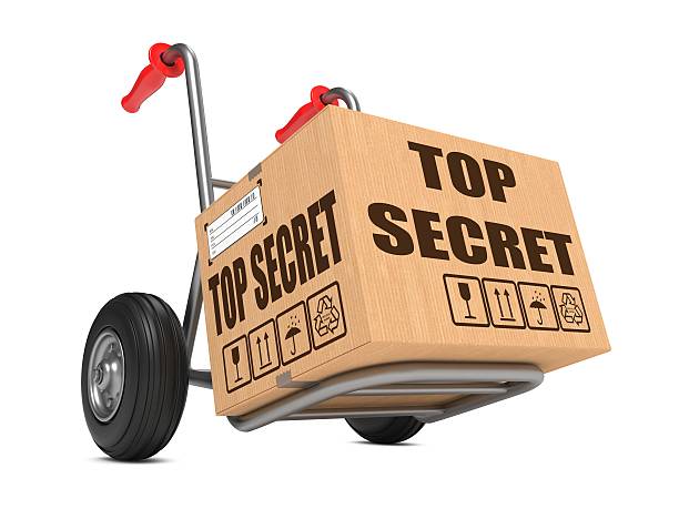 istock Top Secret - Cardboard Box on Hand Truck. 474459291