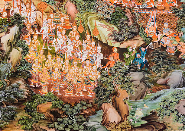 istock Thai temple mural painting 474459369