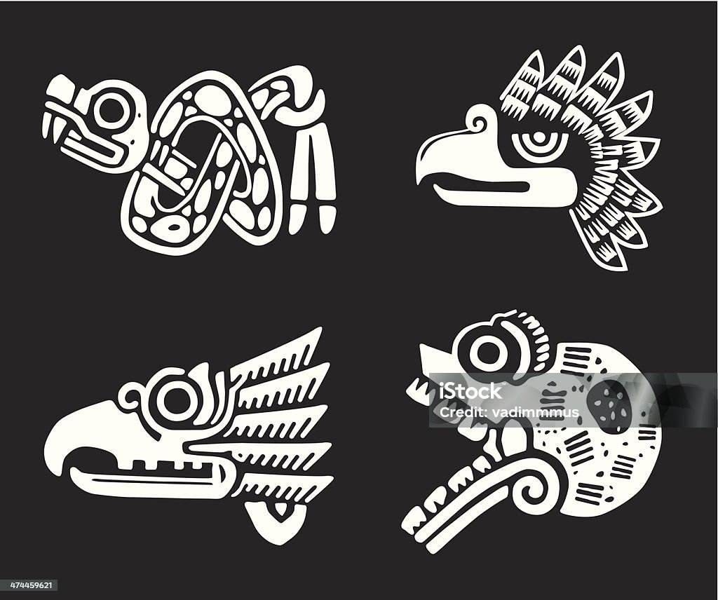 Indian design Mexican tribal symbols set. EPS 8 Abstract stock vector