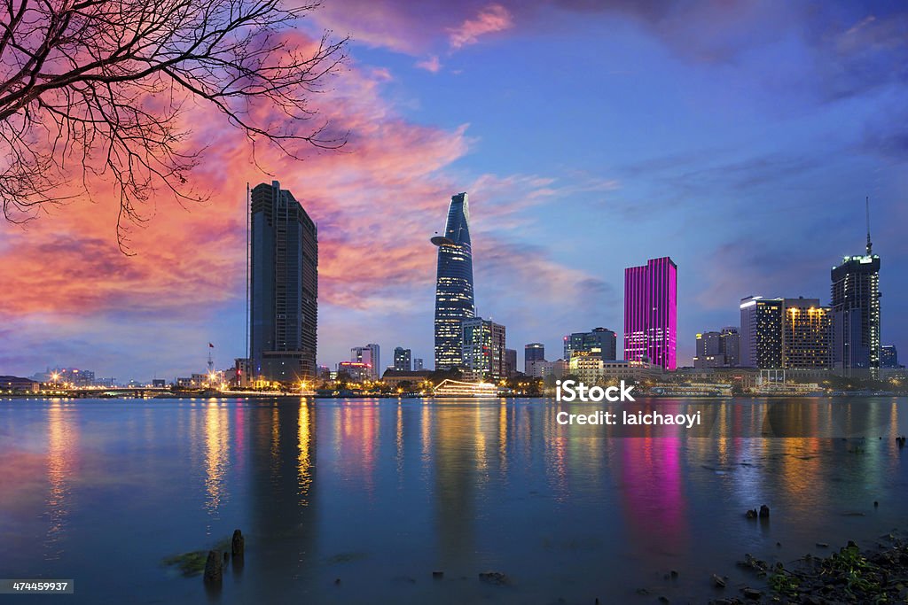 saigon in dusk Saigon city in sunset,Vietnam Ho Chi Minh City Stock Photo