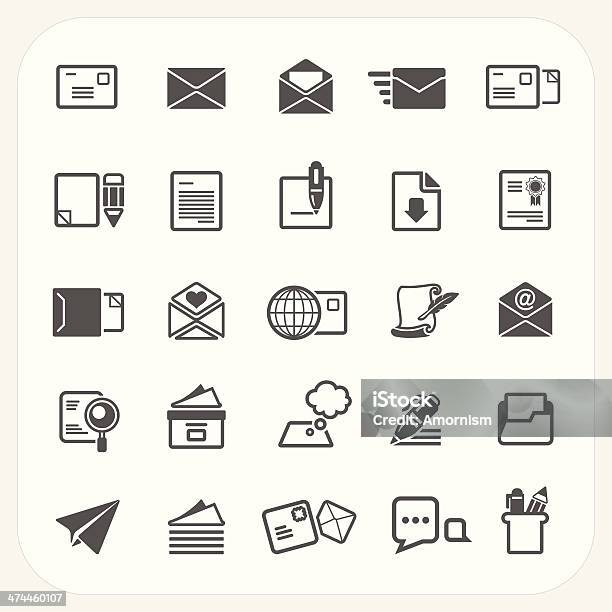 Mail Icons Set Stock Illustration - Download Image Now - Arrow Symbol, Black And White, Black Color