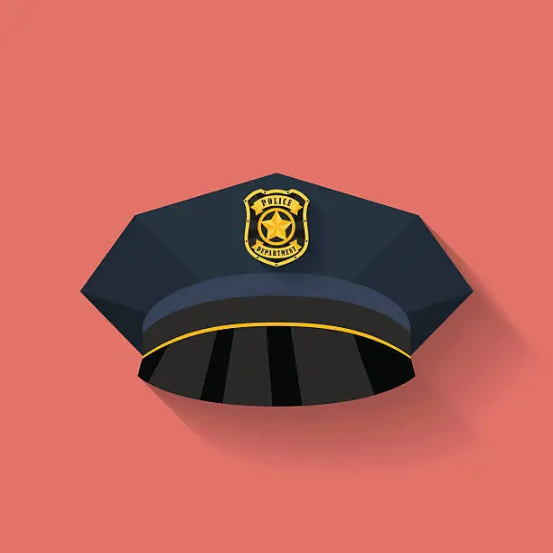 Vector illustration of Icon of Police hat, cop hat. Flat style
