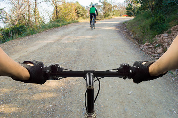 istock mountain bike in a race 474461100