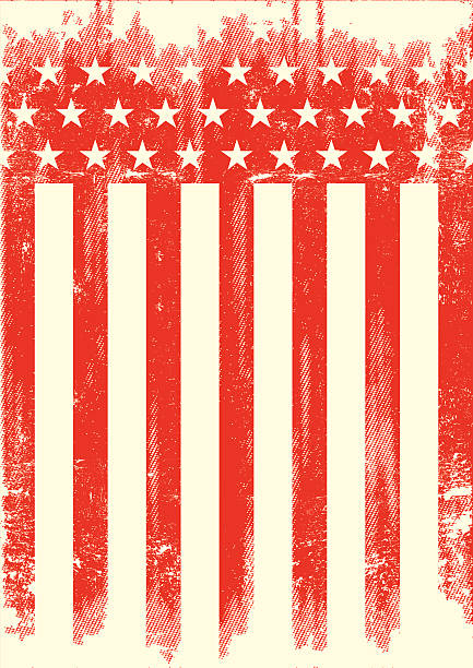 american-style red poster - old american flag patriotism obsolete stock-grafiken, -clipart, -cartoons und -symbole