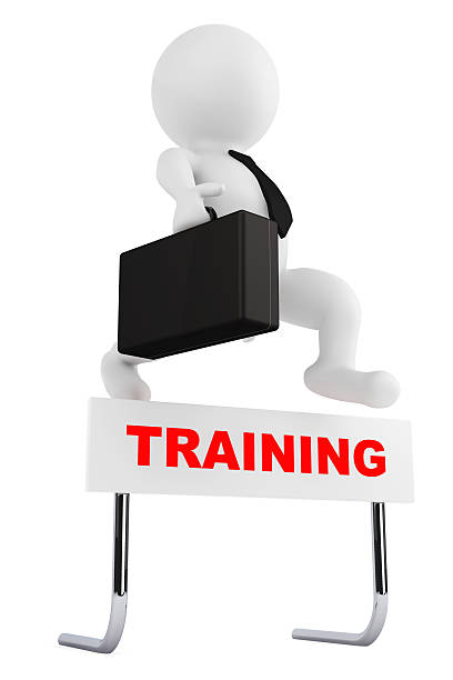 istock 3d Businessman jump over the Training barrier 474461576