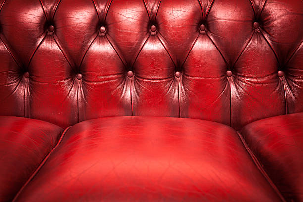 istock Red Old Vintage genuine leather Sofa Texture Background 474465465