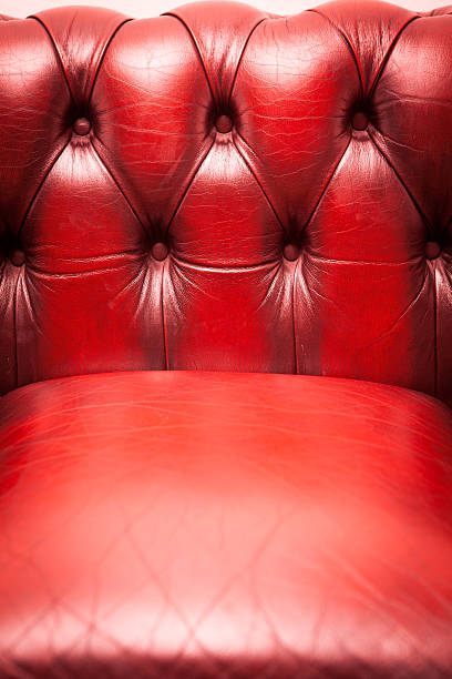 istock Red Old Vintage genuine leather Sofa Texture Background 474465525